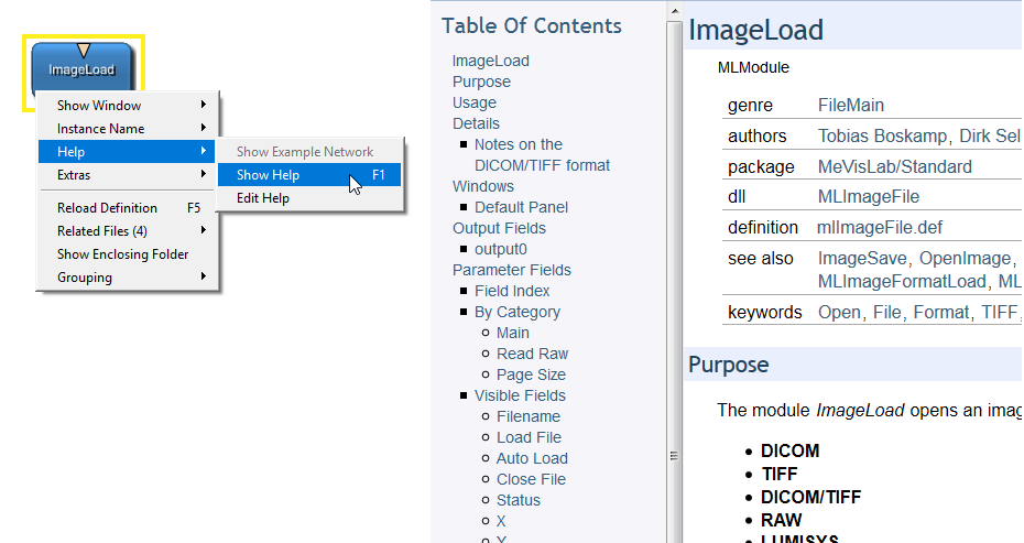 Module Context Menu: Show Help
