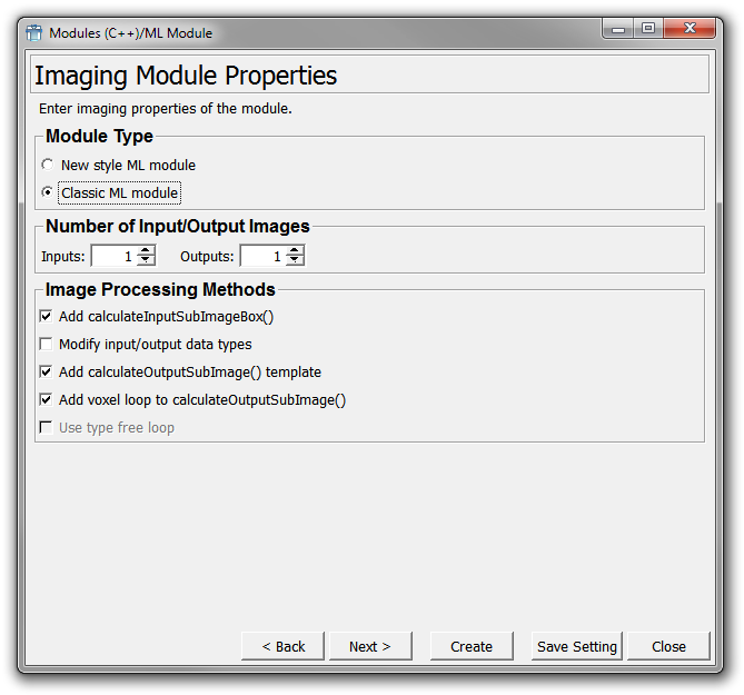 Entering the Imaging Module Properties