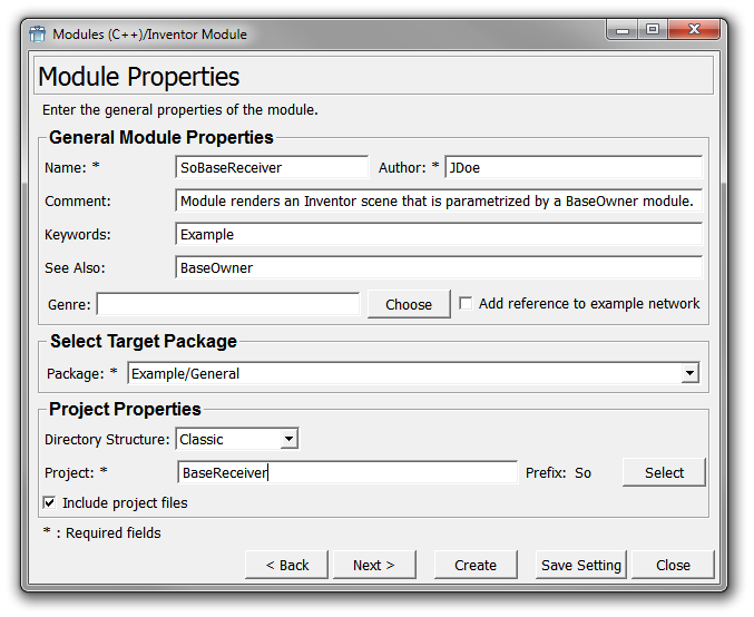 Project Wizard — General Module Properties