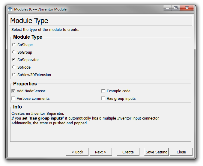 Project Wizard — Module Type