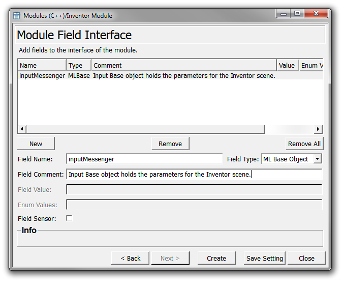 Project Wizard — Module Field Interface