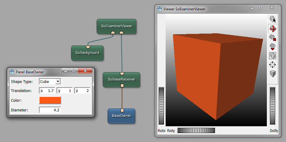 Example Network for ML Module and an Open Inventor Module