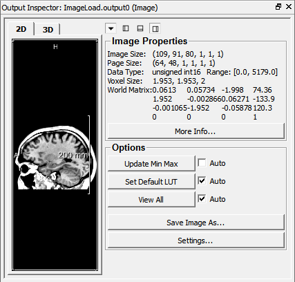 Output Inspector with Image Properties
