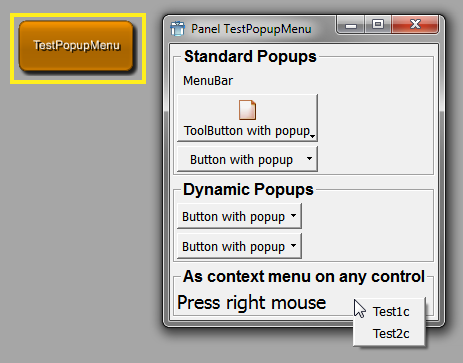 TestPopupMenu Module