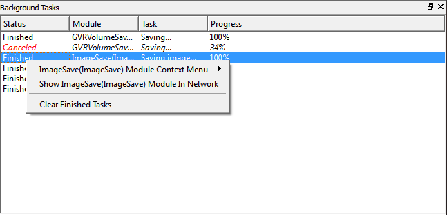 ML Background Tasks — Context Menu
