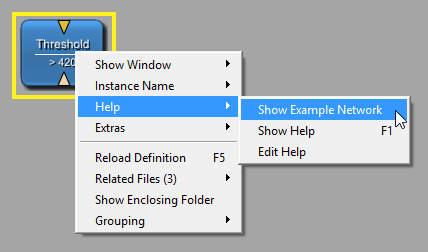 Module Context Menu — Show Example Network