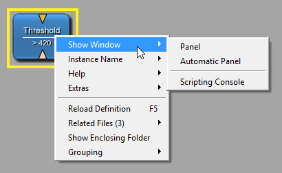 Module Context Menu — Show Window