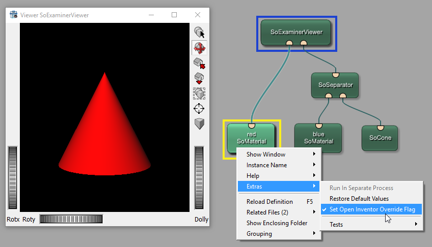 Open Inventor Scene With Override