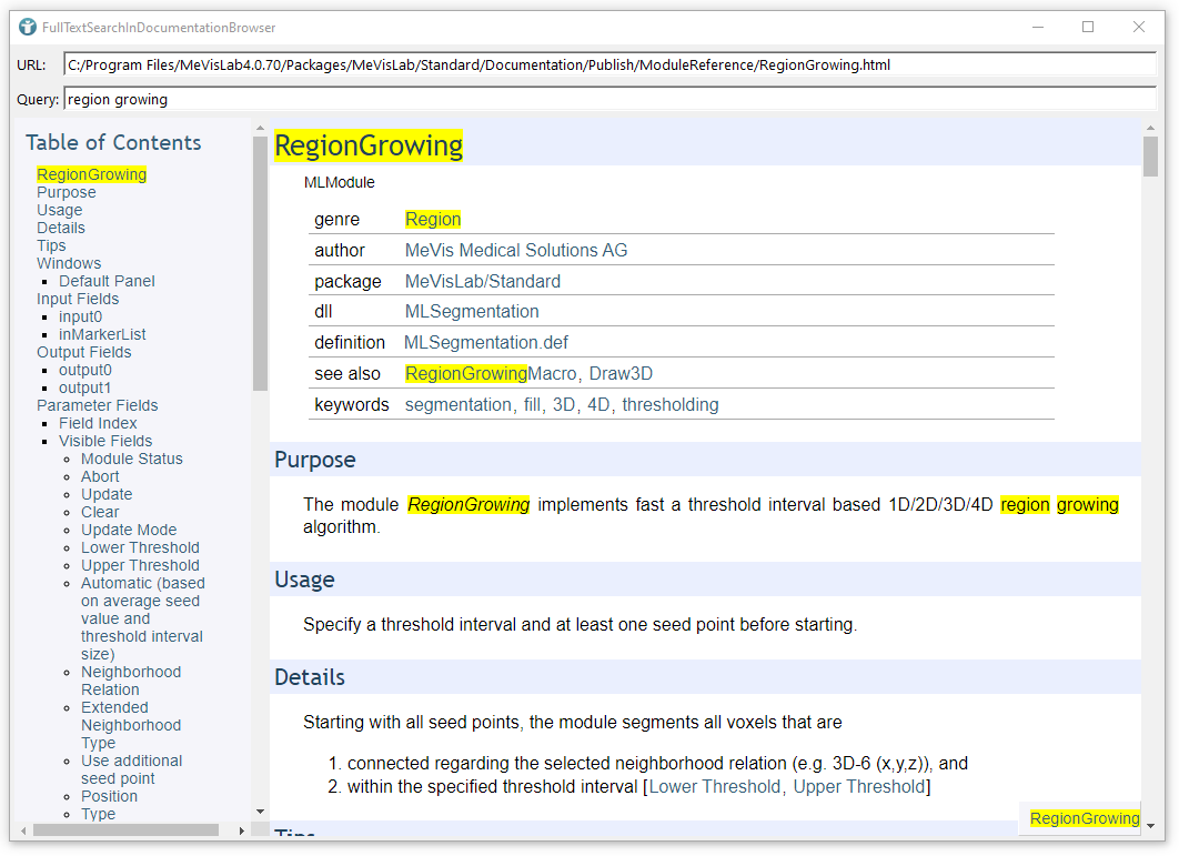Full-text Search Results Browser