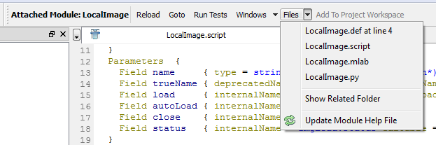MATE Module Menu — Files Submenu