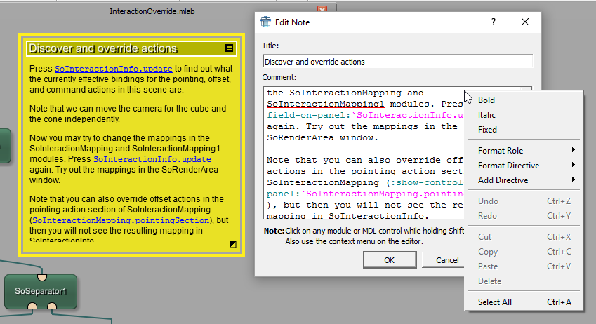 Dialog for Editing Notes