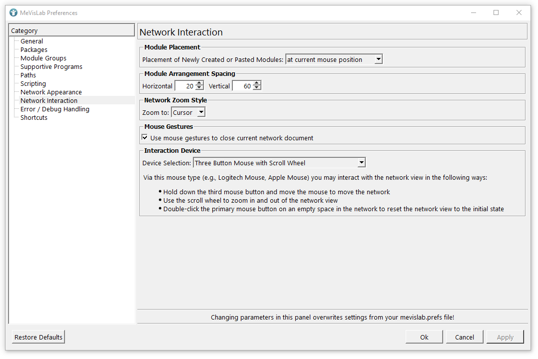 Preferences — Network Interaction