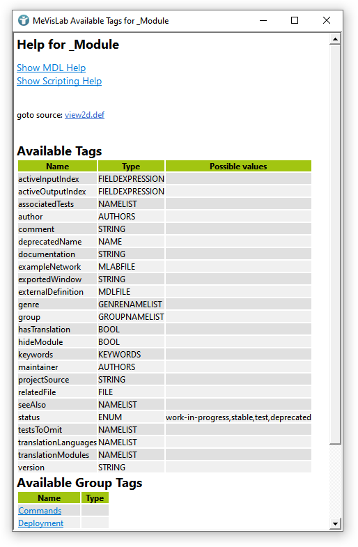 Show Available MDL Tags