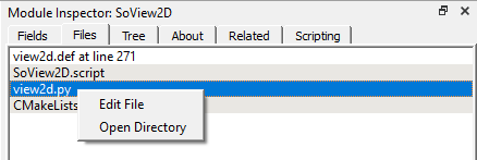 Module Inspector Files Context Menu
