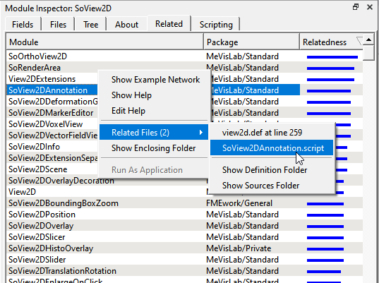 Module Inspector Related Context Menu