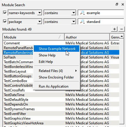 Module Search Results — Context Menu