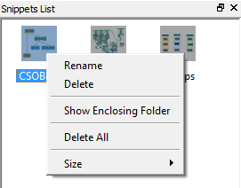 Snippets List — Context Menu